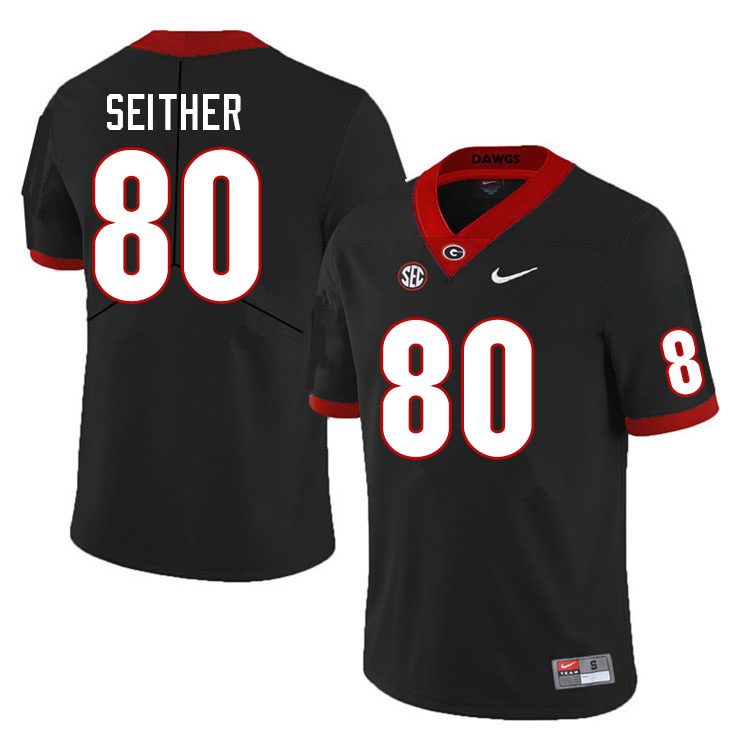 Men #80 Brett Seither Georgia Bulldogs College Football Jerseys Sale-Black - Click Image to Close